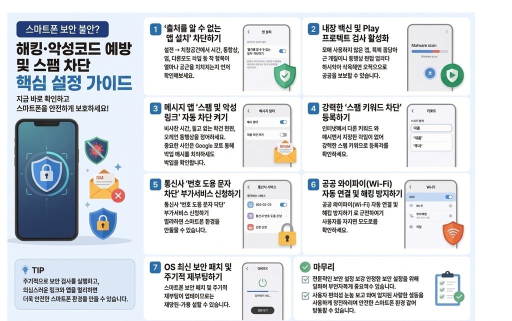 스마트폰 보안 및 스팸 차단 7가지 핵심 설정