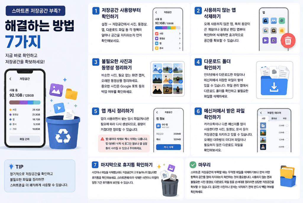 스마트폰 저장공간 부족 해결방법 7가지