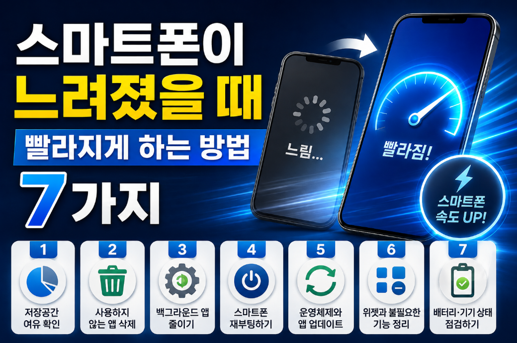 스마트폰이 느려졌을 때 빨라지게 하는 방법 7가지